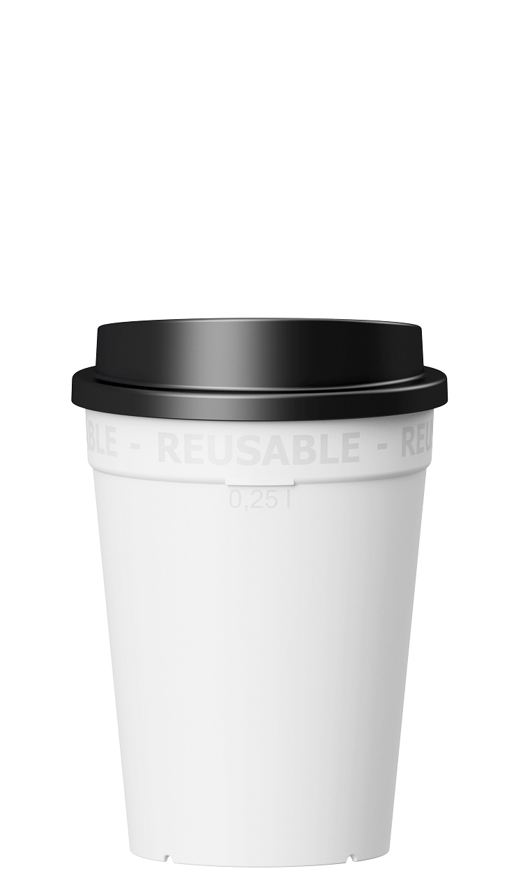 Kaffeebecher 0,25L weiß mit Deckel