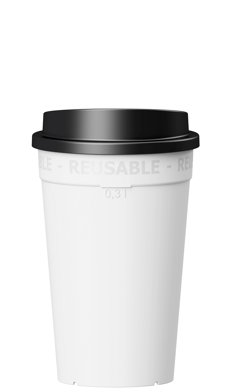 Kaffeebecher 0,3L weiß mit Deckel
