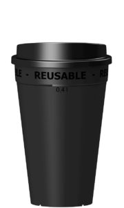 Kaffeebecher 0,4L schwarz mit Deckel