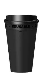 nachhaltiger Kaffeebecher schwarz 0,4l mit Deckel