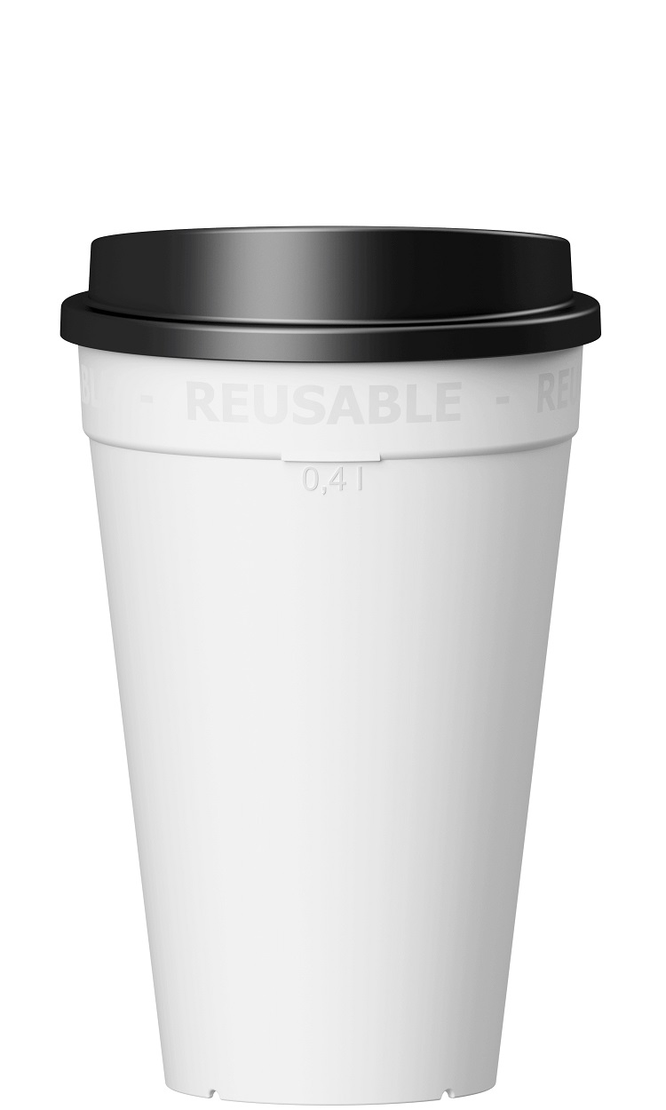 Kaffeebecher 0,4L weiß mit Deckel